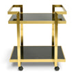 CBR006-KS Bar Cart - Tempered Glass - Gold  Base