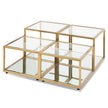 CCF2585-BS 100cm Glass Coffee Table - Brushed Gold Base (Set of 4)