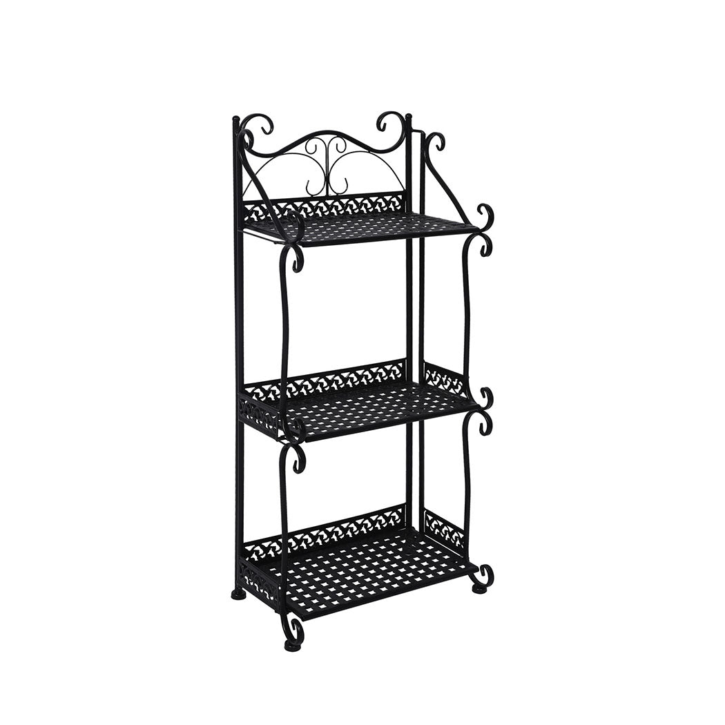 Levede Plant Stand 3 Tiers Outdoor Indoor Black-2018816636856963072