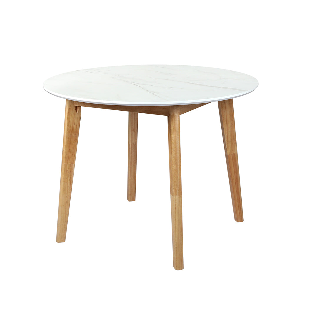 Levede Dining Table Round Rubberwood Base 100cm White 100 CM-2018816940793008128
