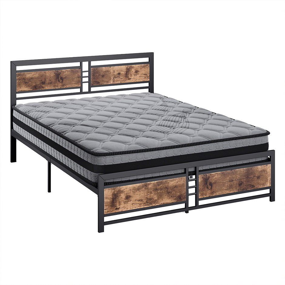 Metal Bed Frame Mattress Base Set Wood Queen-2006733227687022592