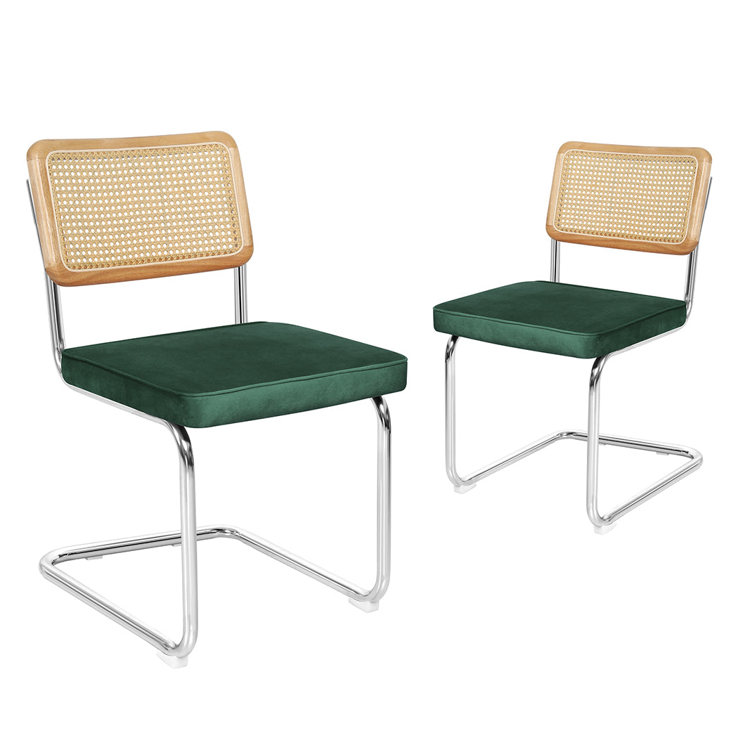 Levede 2xRattan Chair Dining Chairs Green-2006733276684881920