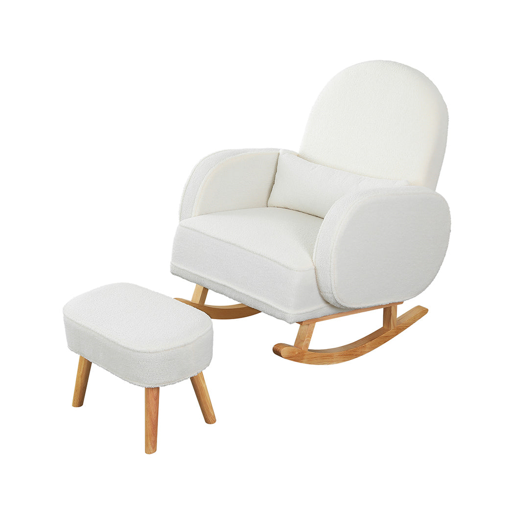 Levede Fleece Rocking Chair with footstool-2006732837268623360