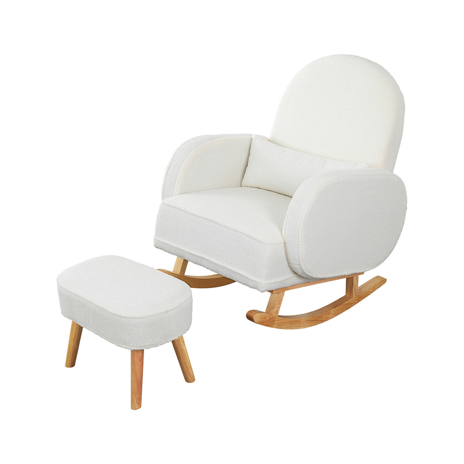 Levede Fleece Rocking Chair with footstool-2006732837268623360