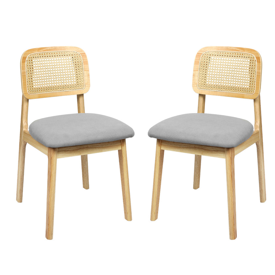 Levede 2x Dining Chair Wood Rattan Armless Natural-2006732687020265472
