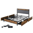 Levede Queen Bed Frame Soft Storage Drawers Headboard USB Charge-2006733226512617472
