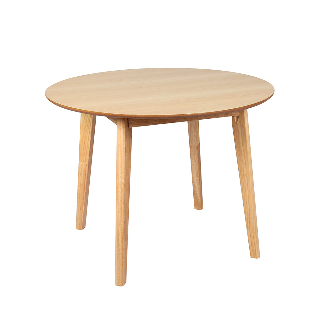 Levede Dining Table Round Rubberwood Base 100cm Natural 100 CM-2018816939933175808