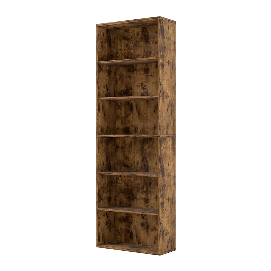 Levede 6 Tier Book Shelf Adjustable Shelves Walnut-2006732776128253952