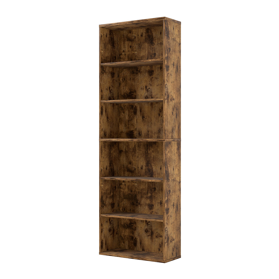 Levede 6 Tier Book Shelf Adjustable Shelves Walnut-2006732776128253952