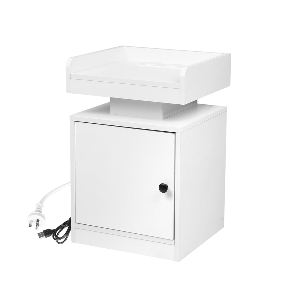 Levede Bedside Table USB Charger Outlet RGB White-2006732842117238784