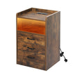 Levede Bedside Table USB Charger Outlet LED Oak-2018816764154089472
