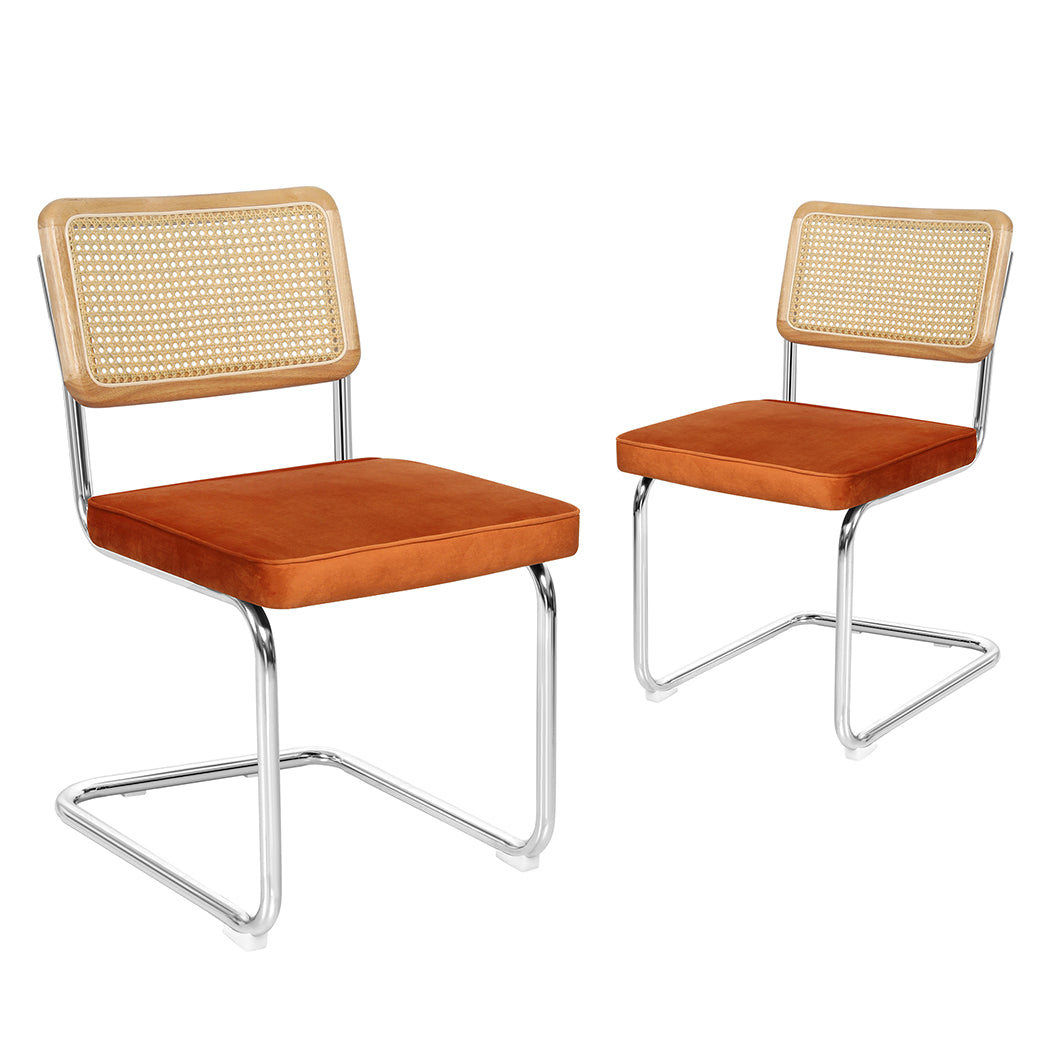 Levede 2xRattan Chair Dining Chairs Orange-2006733276517109760