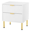 Levede Bedside Table with 2 Drawers White Metal Legs-2006732897205227520