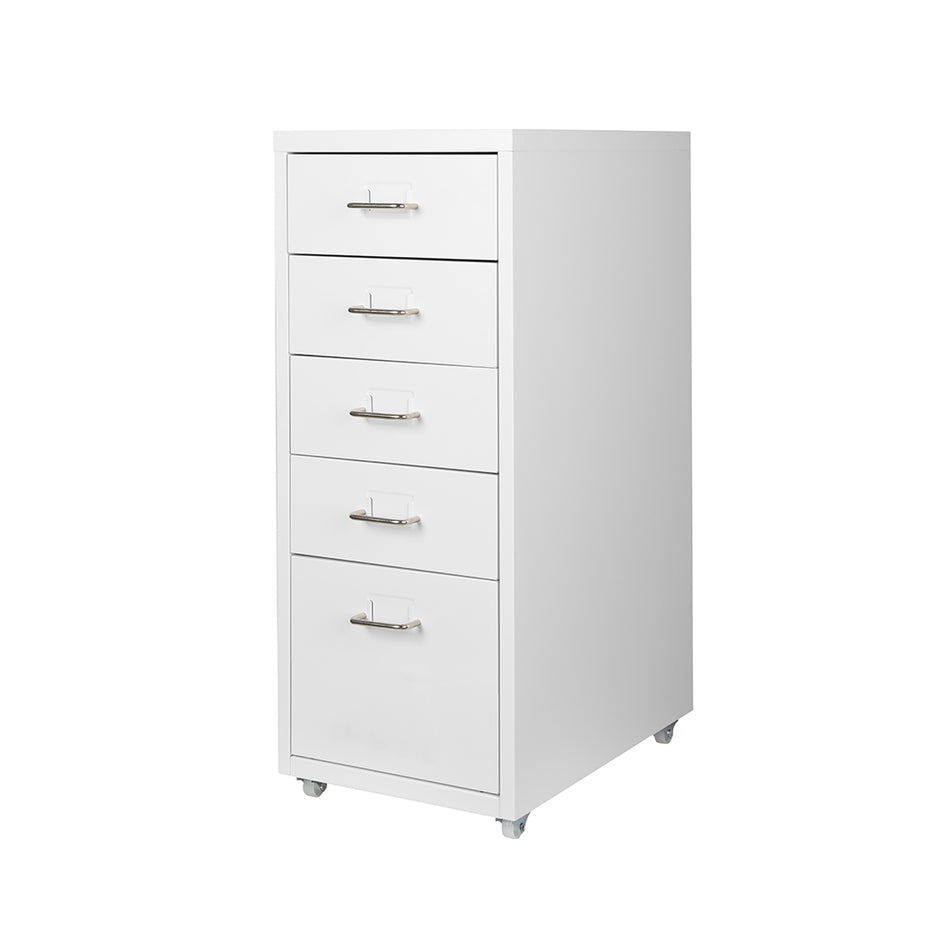 Levede 5 Drawer Office Cabinet Drawers White-2006733174390001664