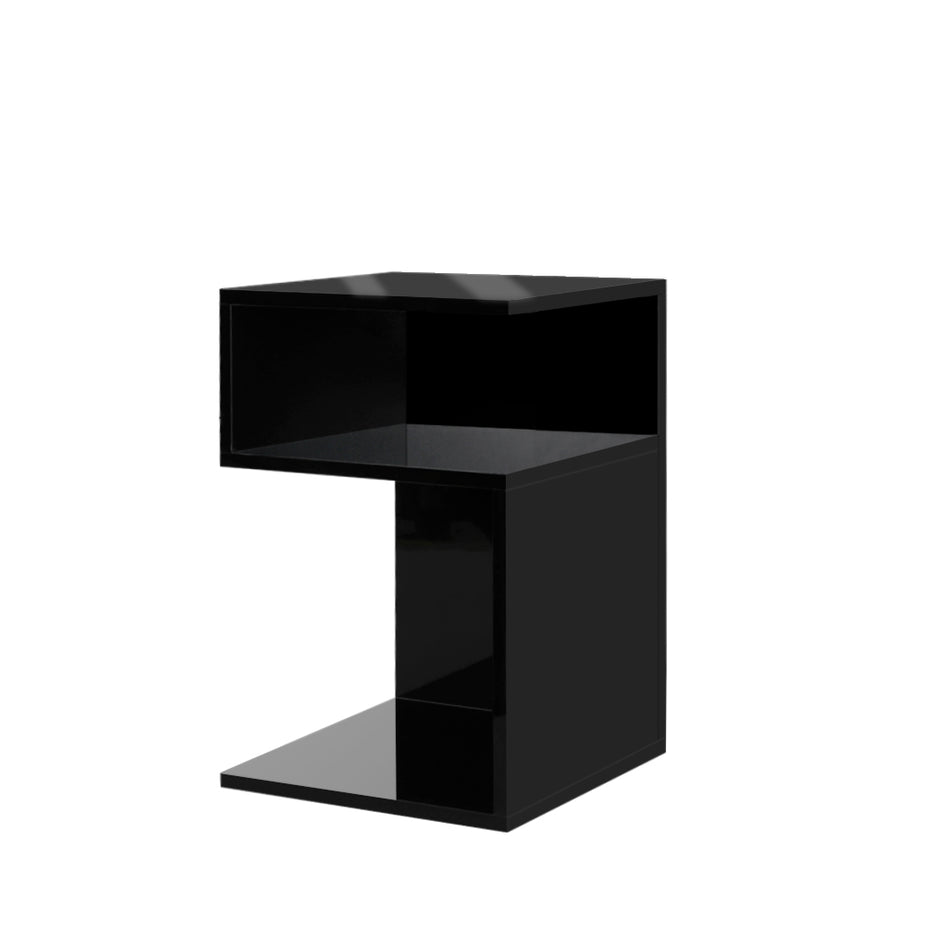 Levede 1xBedside Tables Drawers Side Black-2006733101623021568