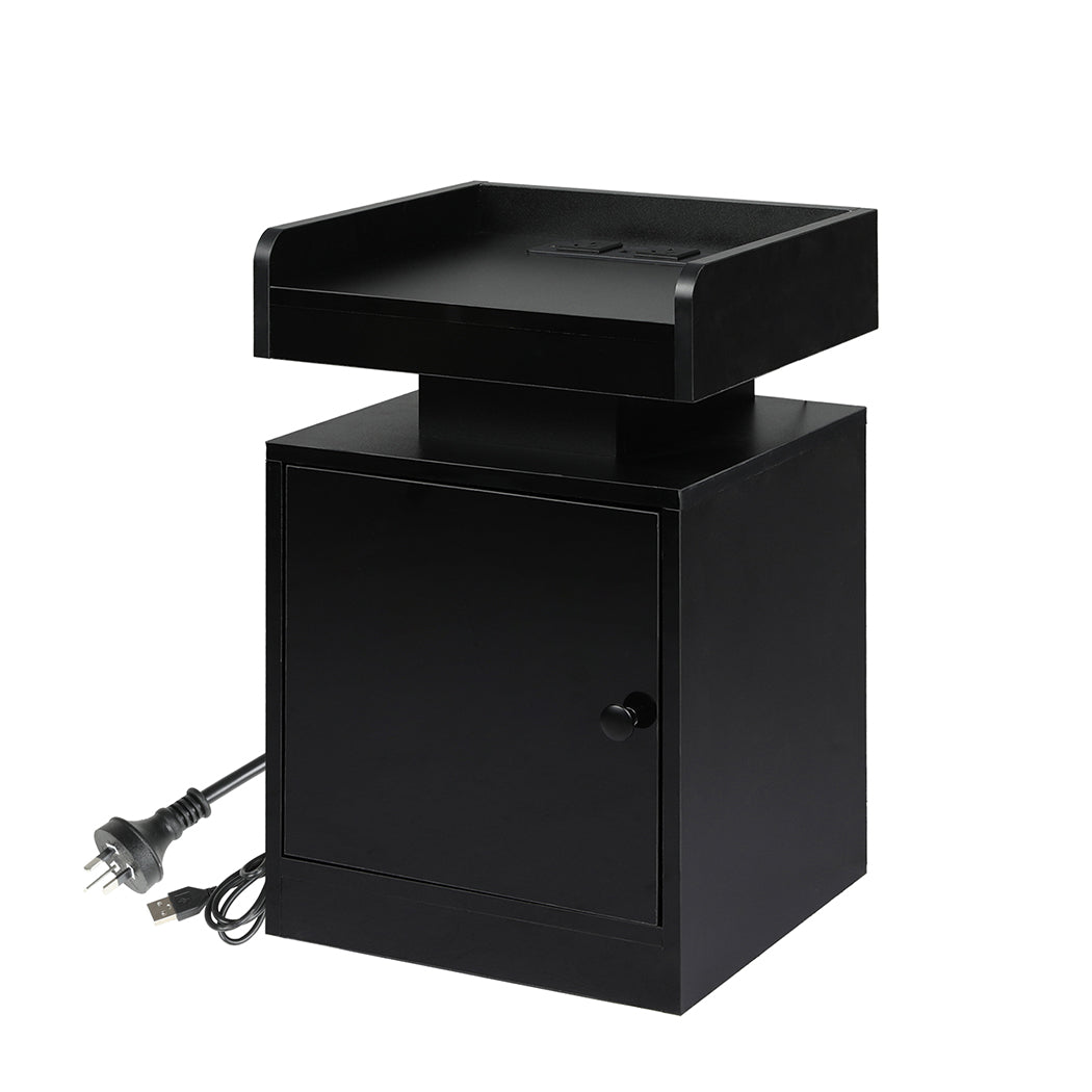 Levede Bedside Table USB Charger Outlet RGB Black-2006732841714585600