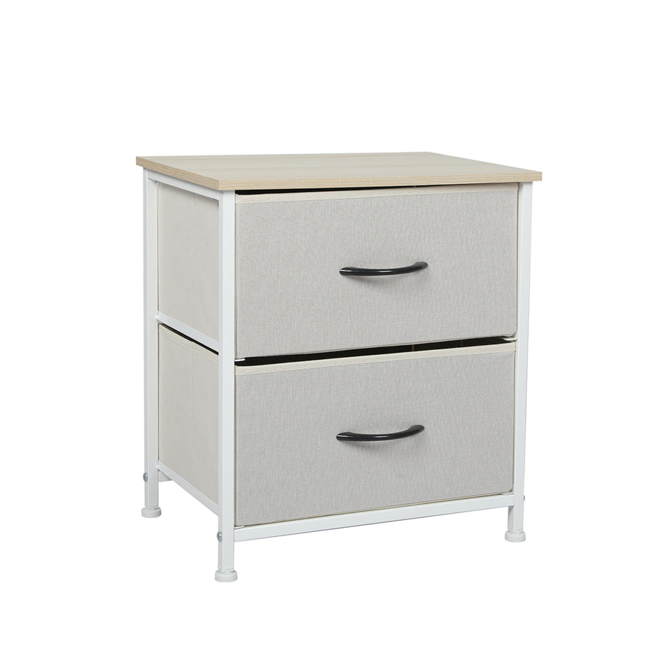Levede Chest of 2 Drawers Bedside Table Beige-2006733263787397120