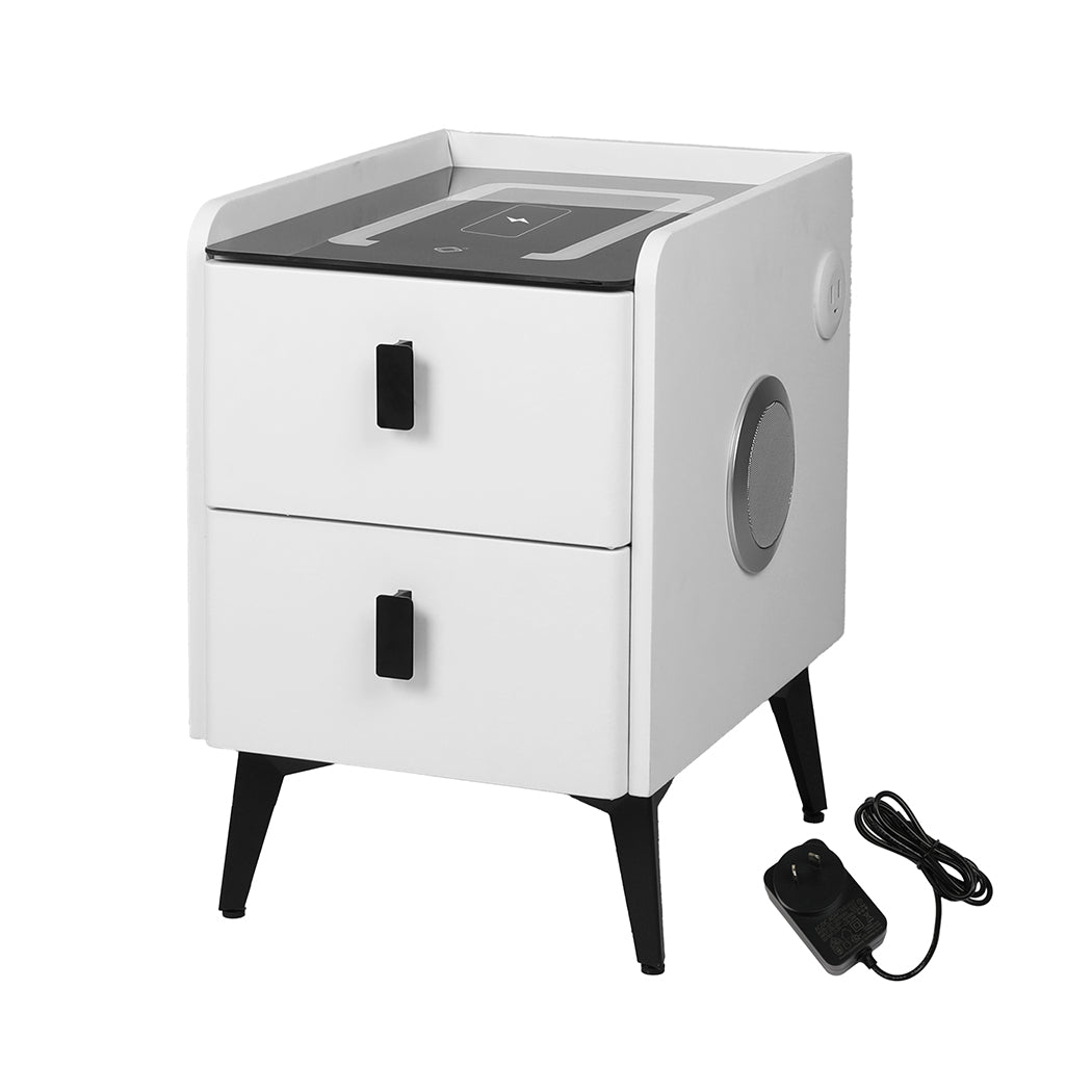 Levede Bedside Table LED Lights Drawers Storage-2006732842721218560
