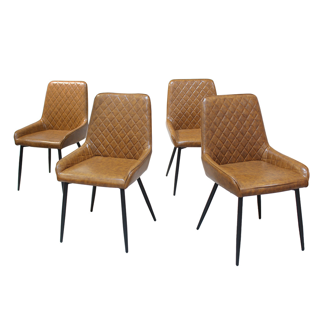 Dining Chairs x 4 Padded Seat PU Faux Leather-2018816910908592128