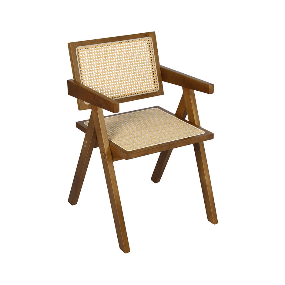 Levede 1x Walnut Wicker Armchair Dining Chair-2018816871729598464