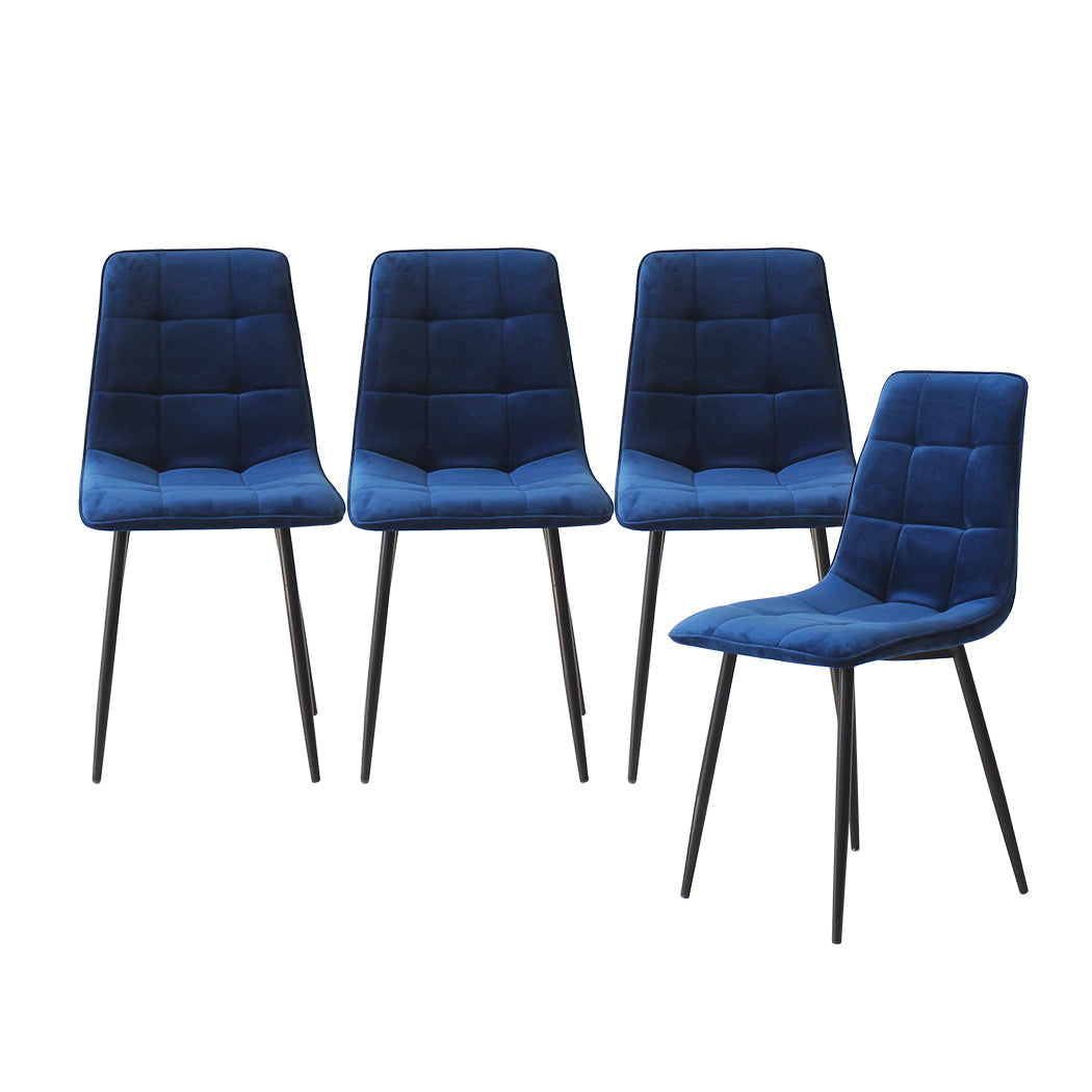 Levede 4x Dining Chairs Kitchen Velvet Blue-2006733264299102208