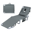 Levede Foldable Beach Lounge Chairs with Face Hole Grey-2018816828482129920
