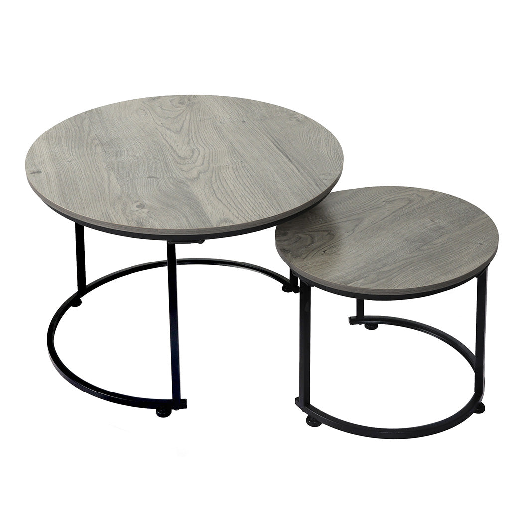 Levede Round Nesting Table Coffee Table Wood Side Table-2006732776656736256