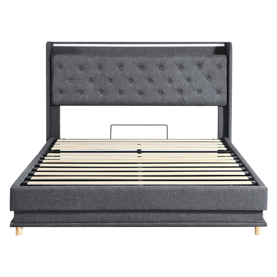 Levede Queen Bed Frame Gas Lift LED Light-2006732862950346753