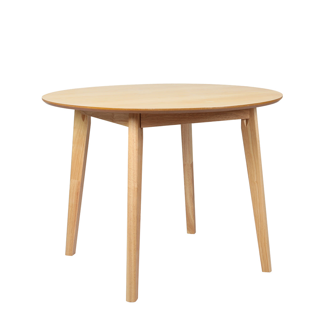 Levede Dining Table Round Rubberwood Base 100cm Natural 100 CM-2018816939933175809