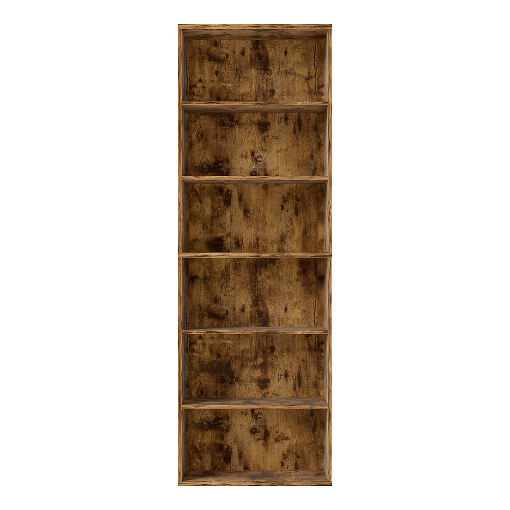 Levede 6 Tier Book Shelf Adjustable Shelves Walnut-2006732776128253953