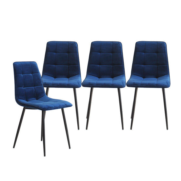Levede 4x Dining Chairs Kitchen Velvet Blue-2006732723590402049