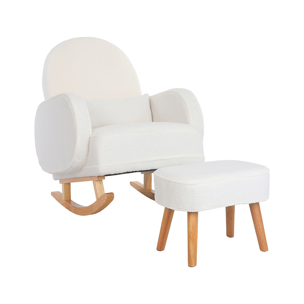 Levede Fleece Rocking Chair with footstool-2006732837268623361