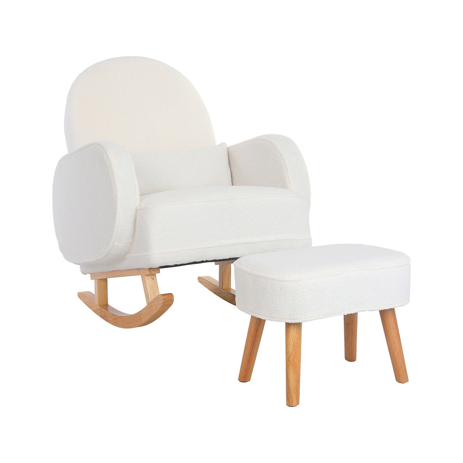 Levede Fleece Rocking Chair with footstool-2006732837268623361