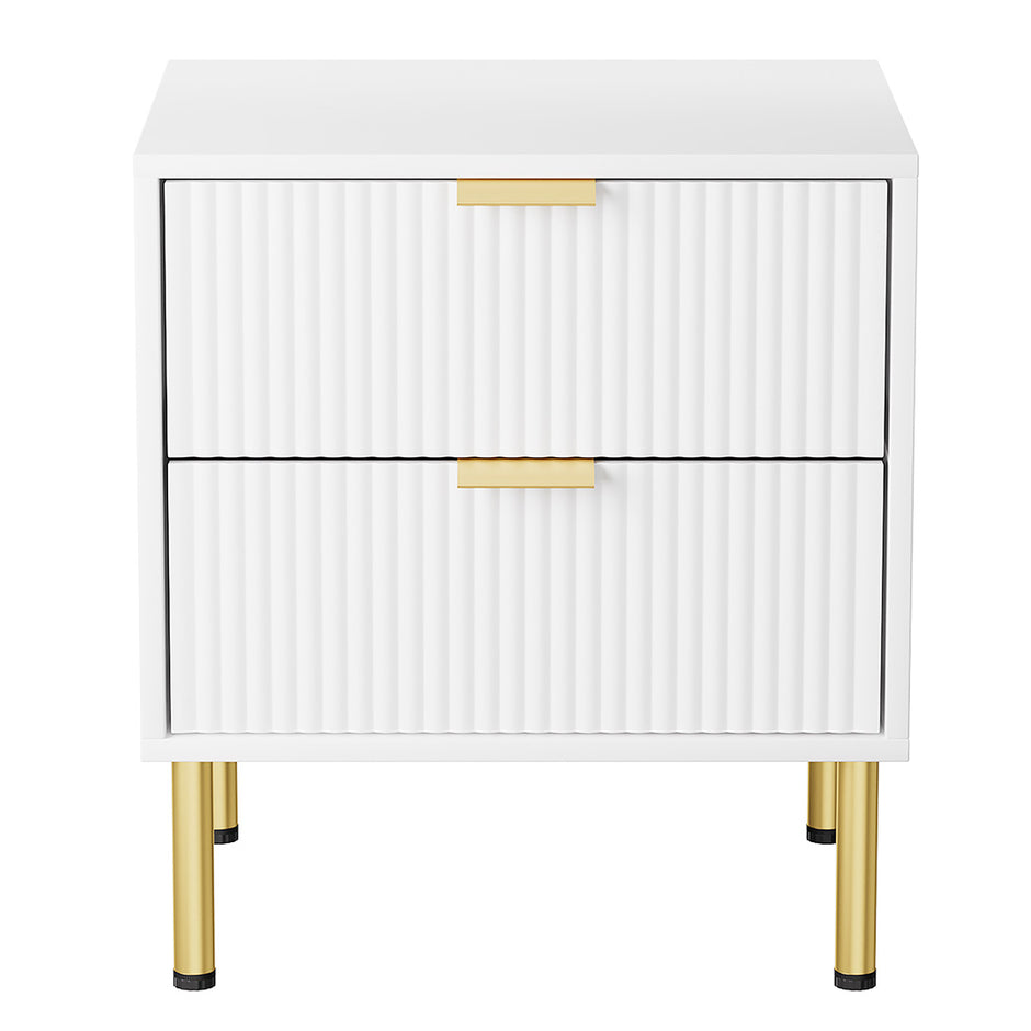 Levede Bedside Table with 2 Drawers White Metal Legs-2006732897205227521