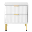 Levede Bedside Table with 2 Drawers White Metal Legs-2006732897205227521