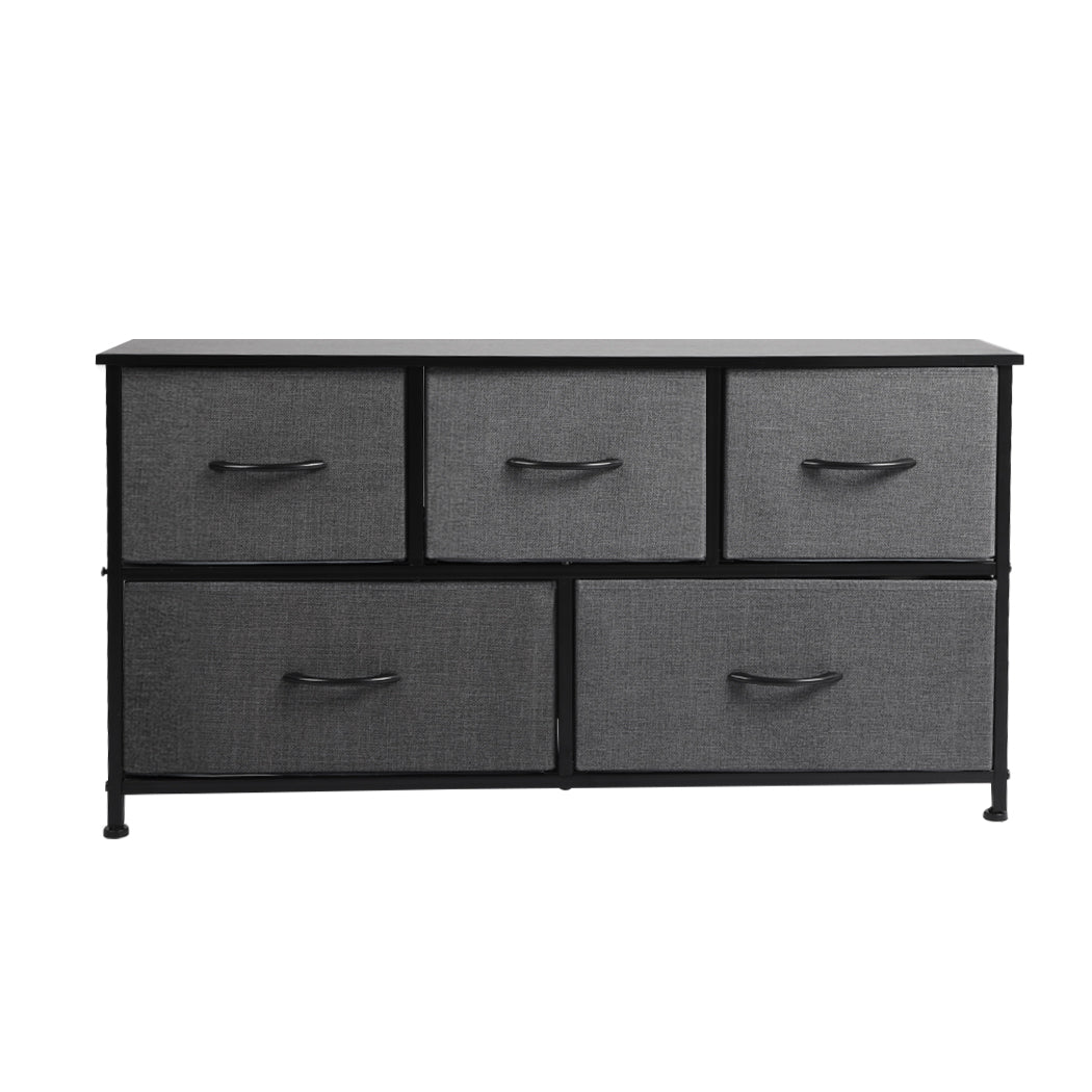 Levede Chest of 5 Drawers Storage Cabinet Dark Grey-2006733262080315393