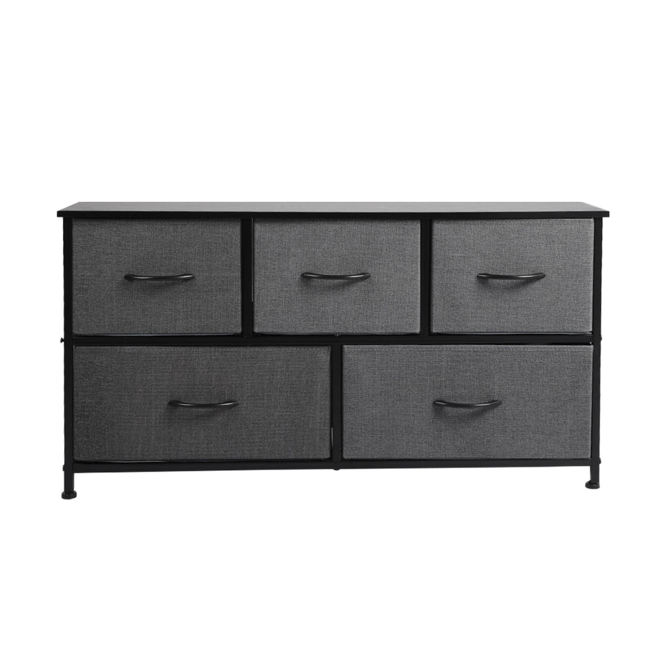 Levede Chest of 5 Drawers Storage Cabinet Dark Grey-2006733262080315393
