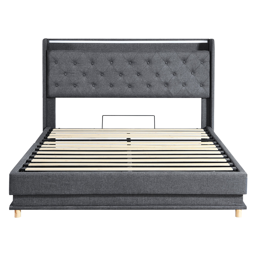 Levede Double Bed Frame Gas Lift LED Light-2006732862769991681