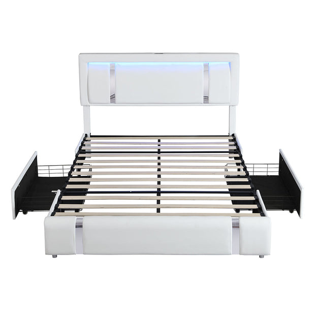 Levede Double Bed Frame With Adjustable Headboard White-2018816920018620417