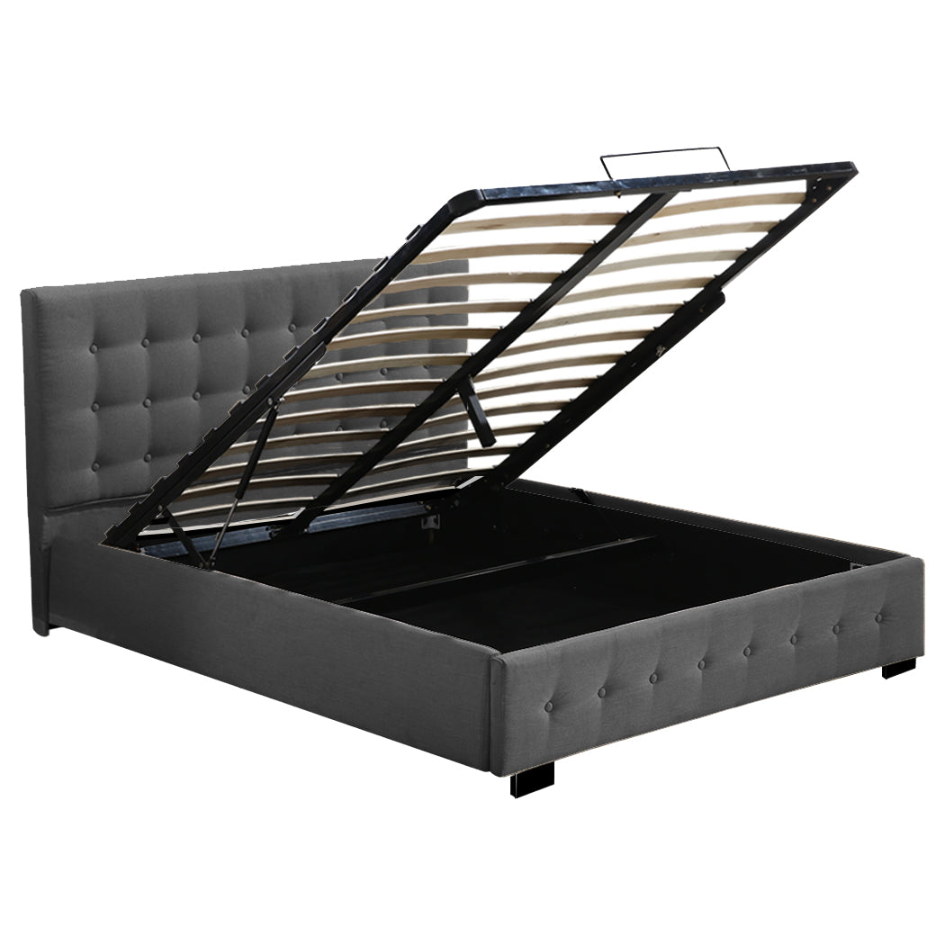 Levede Fabric Bed Frame Queen Tufted Dark Grey-2006733222884544513