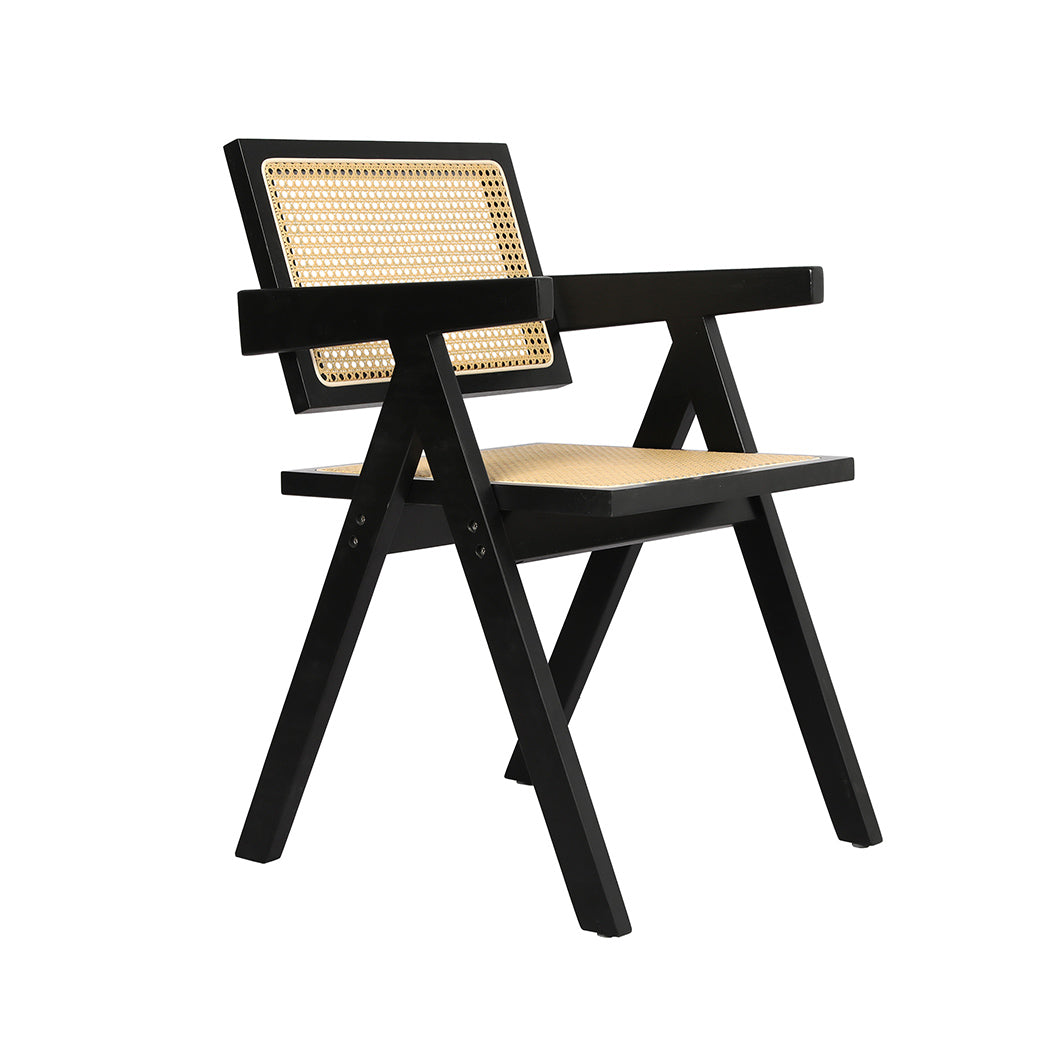 Levede 6x Black Wicker Armchair Dining Chair-2018816926196830209