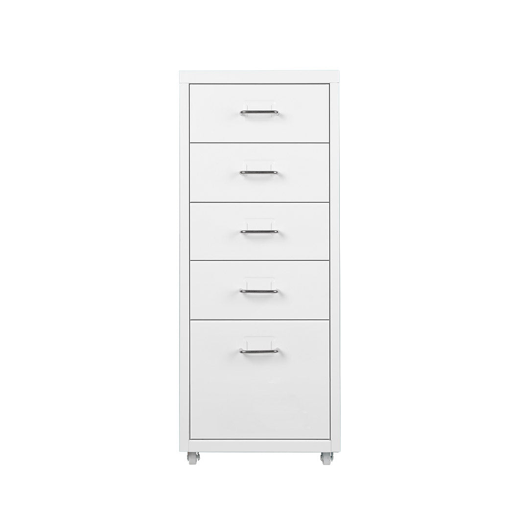Levede 5 Drawer Office Cabinet Drawers White-2006733174390001665