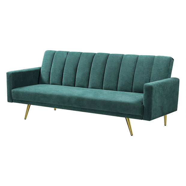 Levede Sofa Bed Convertible Velvet Lounge Recliner Couch Sleeper 3 Seater Green-2006732804997648385