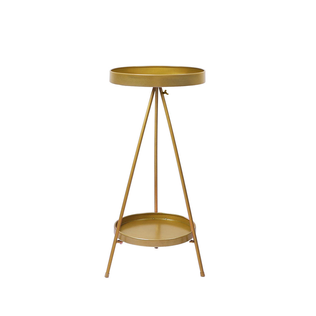 Levede Plant Stand 2 Tiers Outdoor Indoor Gold Medium-2006732933125246977