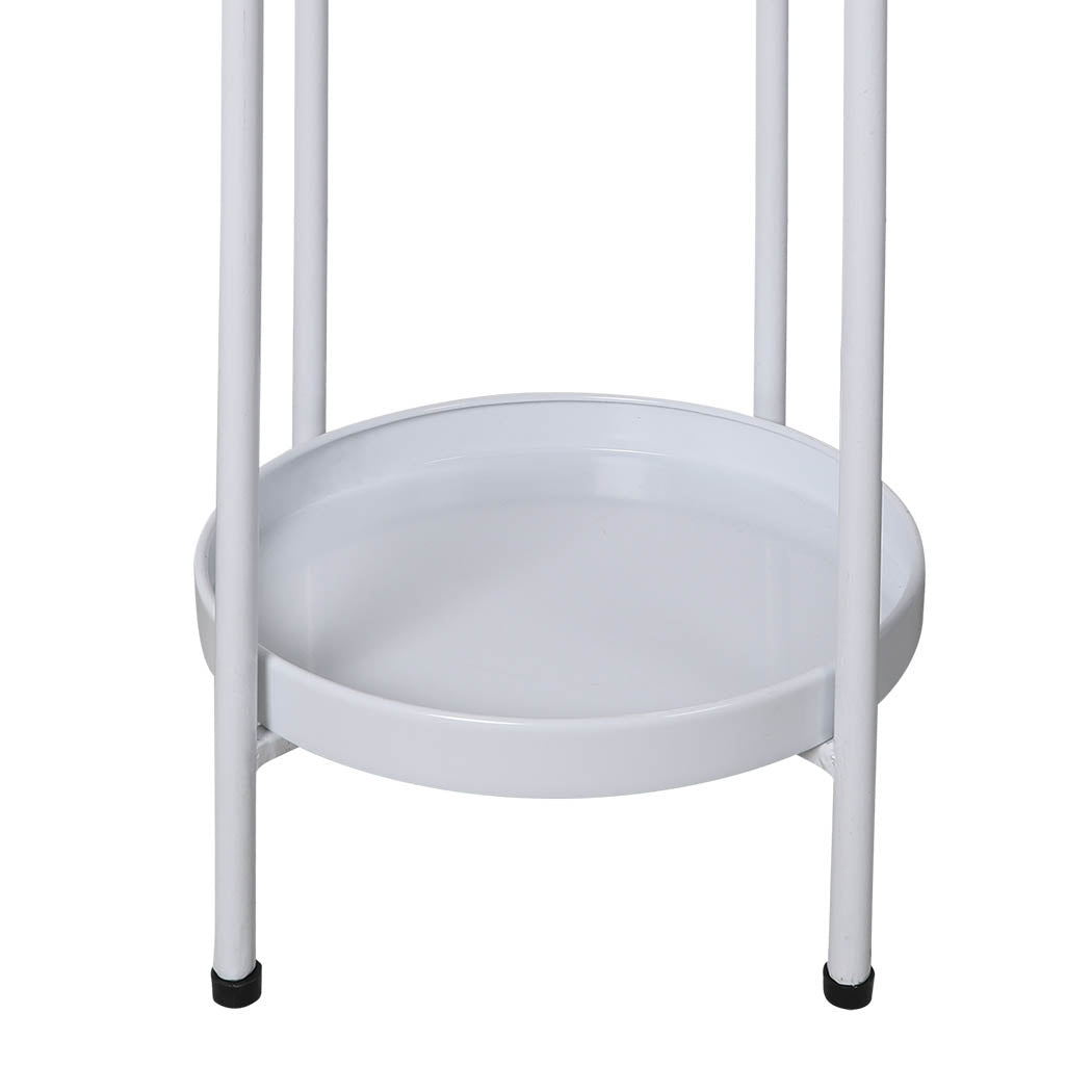Levede 2 Tiers Plant Stand Metal Flower White Medium-2006732931460108289