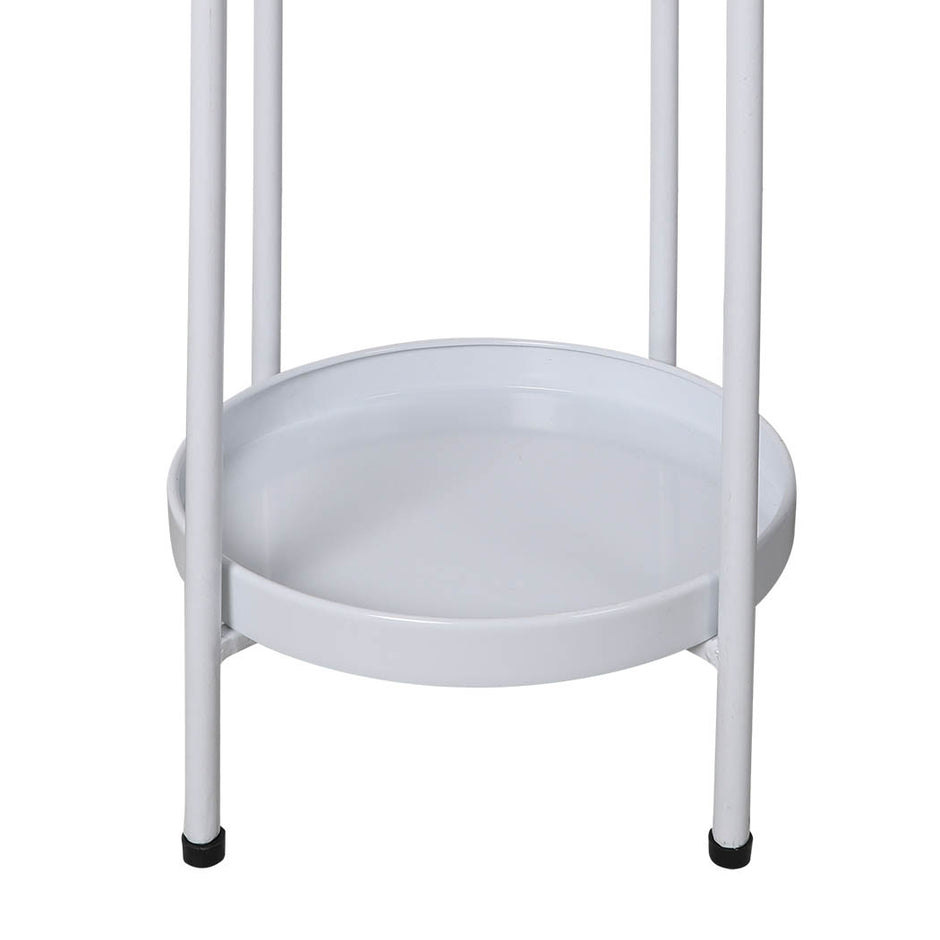 Levede 2 Tiers Plant Stand Metal Flower White Medium-2006732931460108289