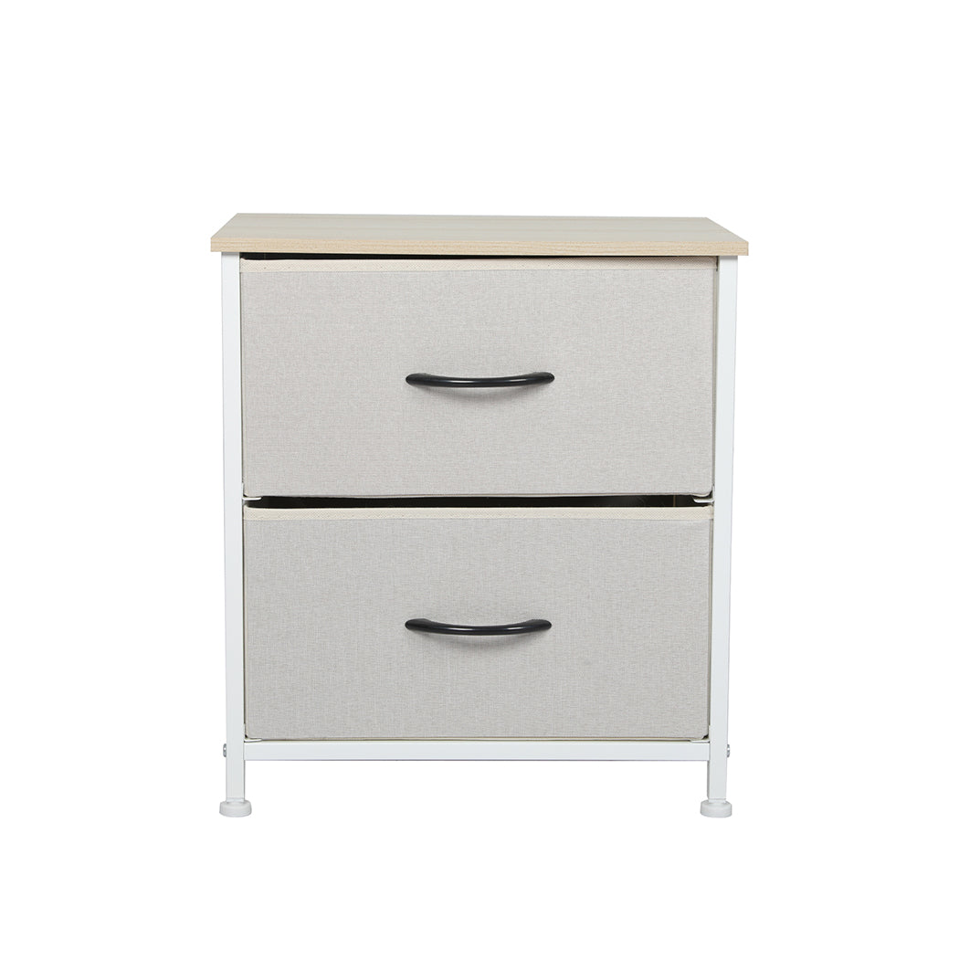 Levede Chest of 2 Drawers Bedside Table Beige-2006733263787397121