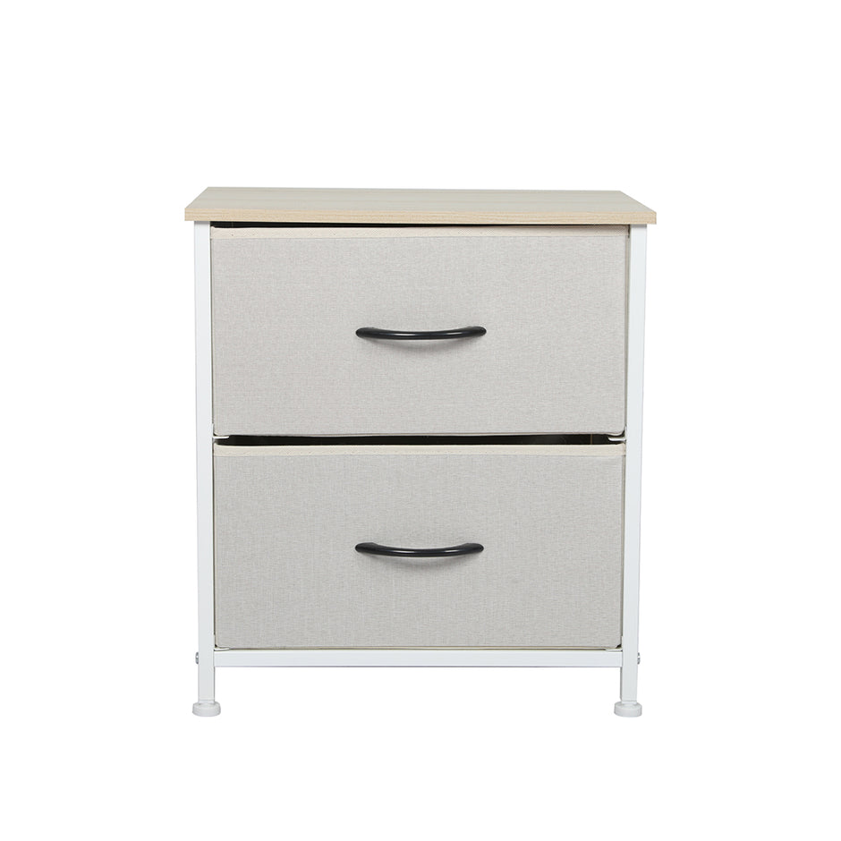 Levede Chest of 2 Drawers Bedside Table Beige-2006733263787397121