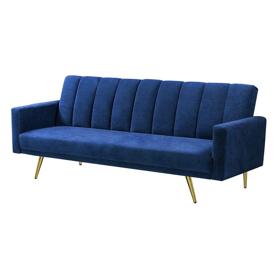 Levede Sofa Bed Convertible Velvet Lounge Recliner Couch Sleeper 3 Seater Blue-2006732804825681921