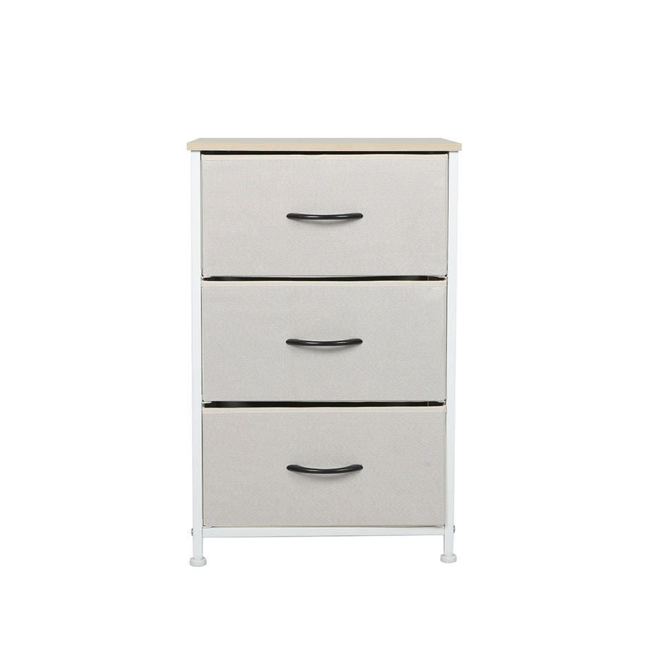 Levede Chest of 3 Drawers Bedside Table Beige-2006733263275692033